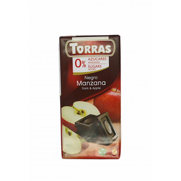 Шоколад Torras Negro Manzana (яблуко) без цукру 75 г